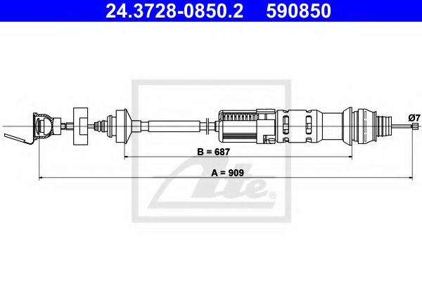 ATE - 24.3728-0850.2 - Трос, управление сцеплением (Система сцепления)