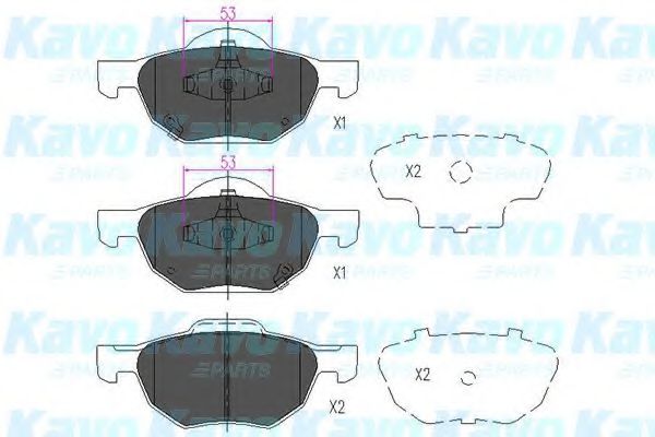 KAVO PARTS - KBP-2036 - Комплект тормозных колодок, дисковый тормоз (Тормозная система)