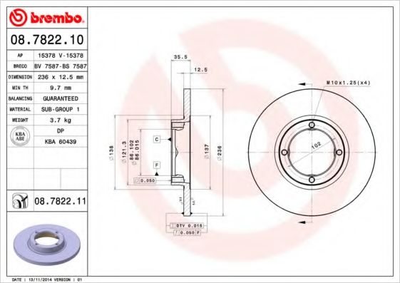 BRECO - BS 7587 - Тормозной диск (Тормозная система)