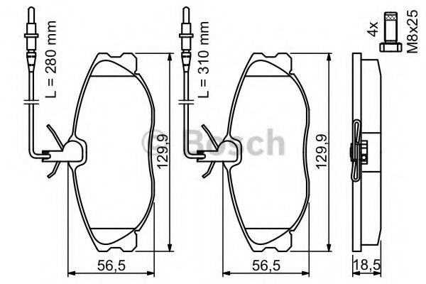 BOSCH - 0 986 424 223 - Комплект тормозных колодок, дисковый тормоз (Тормозная система)