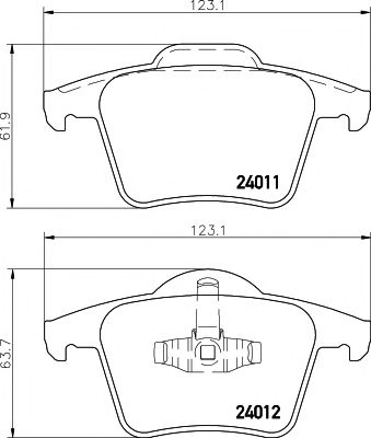 HELLA PAGID - 8DB 355 010-801 - Комплект тормозных колодок, дисковый тормоз (Тормозная система)