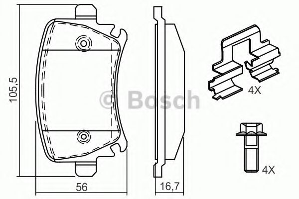 BOSCH - 0 986 494 595 - Комплект тормозных колодок, дисковый тормоз (Тормозная система)