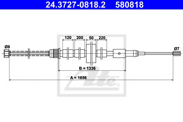 ATE - 24.3727-0818.2 - Трос, стояночная тормозная система (Тормозная система)