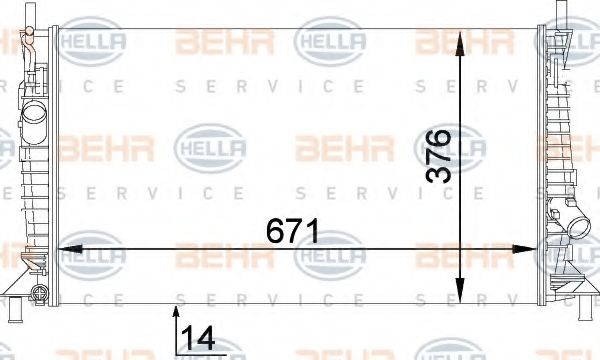 BEHR HELLA SERVICE - 8MK 376 764-281 - Радиатор, охлаждение двигателя (Охлаждение)