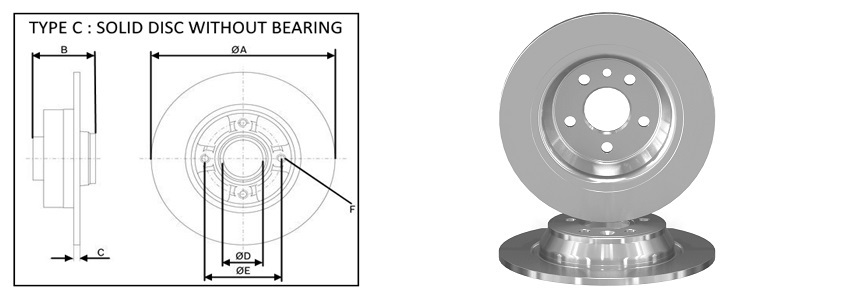 APLUS - 61287AP - Диск гальмівний задн. Ford Galaxy/Kuga/S-MAX 2,0-2,2 TDCI 08-