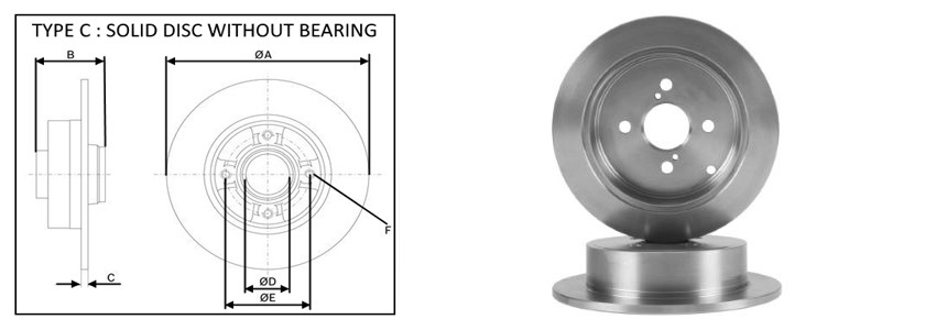 APLUS - 61363AP - Диск гальмівний задн. Toyota Corolla 1.4I/1.6I 01-