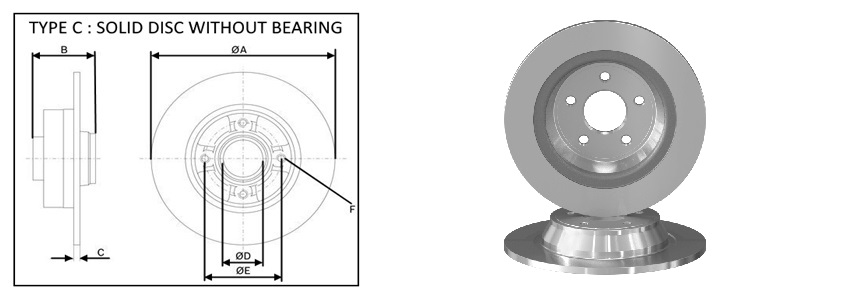 APLUS - 61765AP - Диск гальмівний зад.  Ford Mondeo V; Ford Usa Fusion 1.0-2.0H 09.12-