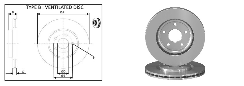 APLUS - 61797AP - Диск гальмівний перед. Chrysler Voyager V; Dodge Grand Caravan; Fiat Freemont; Lancia Voyager; Vw Routan 2.0D-3.6Lpg 09.10-