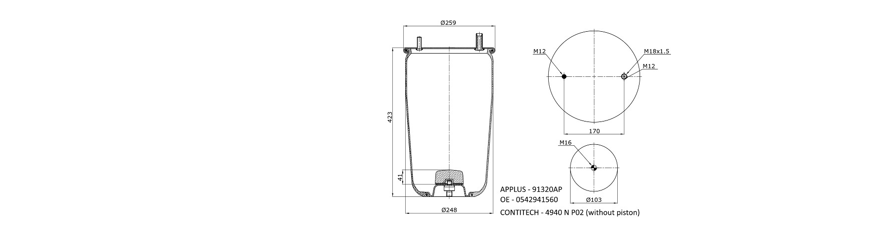 APLUS - 91320AP - Пневморесора 4940NP02 (без стакана)