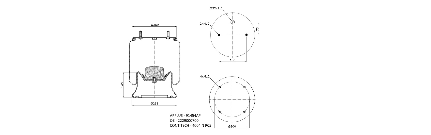APLUS - 91454AP - Пневморесора 4004NP05 (в зборі метал.стакан)