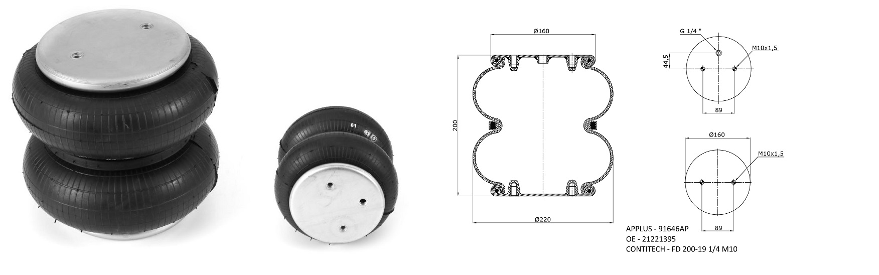 APLUS - 91646AP - Пневморесора FD200-191/4M10 (бублик подвійний)