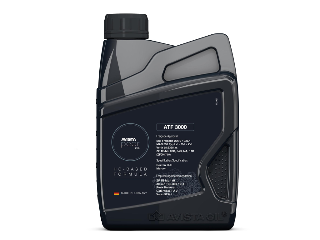 AVISTA - AVISTA PEER EVO ATF 3000 1L - Олива трансмісійна 1L AVISTA peer EVO ATF 3000 (Dexron III-H; Mercon; MB-Freigabe 236.9; MB-Freigabe 236.1; MAN 339 Typ L-1; MAN 339 Typ V-1; MAN 339 Typ Z-1; Voith 55.6335.xx; ZF TE-ML 03D; ZF TE-ML 04D; ZF TE-ML 14A; ZF TE-ML 17C (ZF004775))