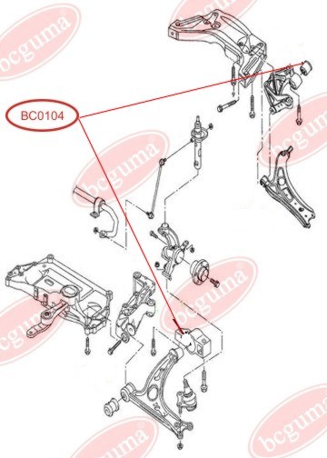 BCGUMA - BC0104 - HD С/блок перед. важеля зад. VAG A3/Caddy III/Golf V/VI/Passat/Fabia/Octavia/Suberb