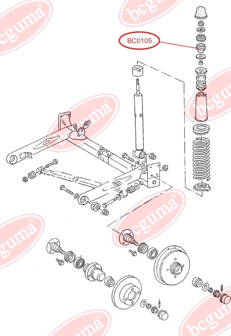 BCGUMA - BC0105 - Подушка амортизатора задня нижня Audi 80