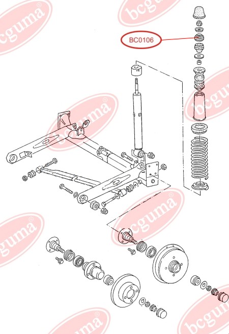 BCGUMA - BC0106 - Подушка амортизатора задня верхня Audi 80