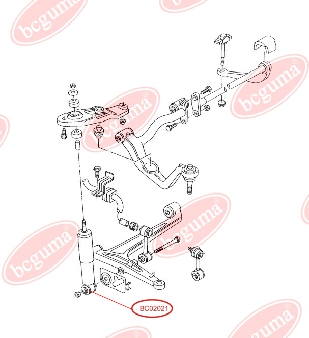 BCGUMA - BC02021 - Втулка перед. ам-тора (з метал.втулкою) нижн.  VW T4 90-