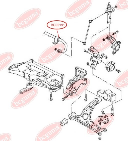 BCGUMA - BC02191 - (Ø 23mm) Втулка стабілізатора перед. VW Caddy III/Jetta III/Touran/Octavia