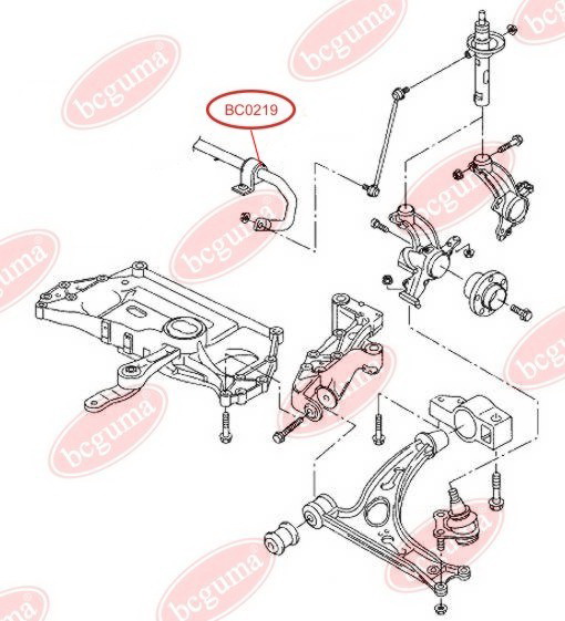 BCGUMA - BC0219 - (Ø 23mm) Втулка стабілізатора перед. (армована) VW Caddy III/Jetta III/Touran/Octavia