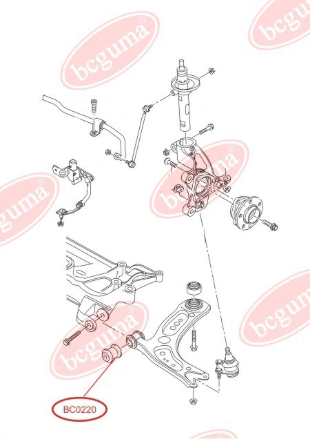 BCGUMA - BC0220 - С/блок перед. важеля перед. VW A3/Caddy/Golf/Jetta/Passat/Touran 03-