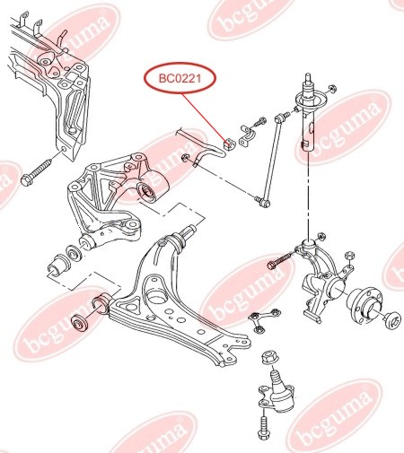 BCGUMA - BC0221 - Ø16mm Втулка стабілізатора перед. внутр. Audi A1 Seat Cordoba, Ibiza IV, V, V Sportcoupe, V St Skoda Fabia, Roomster VW Fox, Polo 1.2-2.0Tdi 08.99-