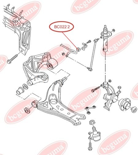 BCGUMA - BC0222 - Ø17mm Втулка стабілізатора перед. внутр. Audi A1 Seat Cordoba, Ibiza IV, V, V Sportcoupe, V St Skoda Fabia, Roomster VW Fox, Polo 1.2-2.0Tdi 08.99-