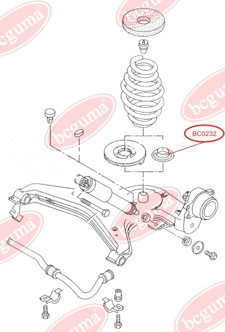 BCGUMA - BC0232 - Прокладка ниж. пружини зад. VW T4 90-
