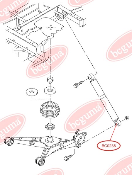 BCGUMA - BC0238 - Втулка нижня ам-тора задн. газ. VW Caddy III 04-