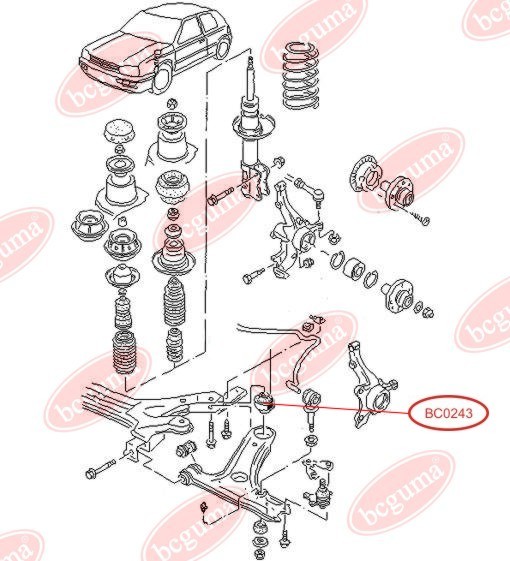 BCGUMA - BC0243 - HD С/блок зад. важеля перед. (без втулки) VW GolfII/Passat 88-