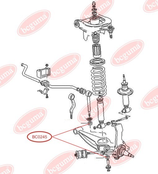 BCGUMA - BC0245 - Втулка ам-ра перед. верхня лів./прав. VW T4 1.8-2.5 91-03