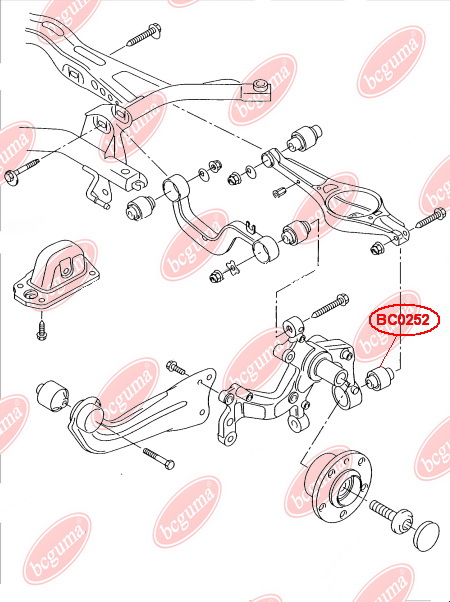 BCGUMA - BC0252 - Сайлентблок заднього важеля (до цапфи) Audi/Seat/VW Golf V