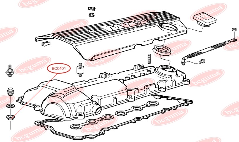 BCGUMA - BC0401 - Гумовий ущільнювач BMW клап.кришки під гвинт (22шт.кмпл. на авто)