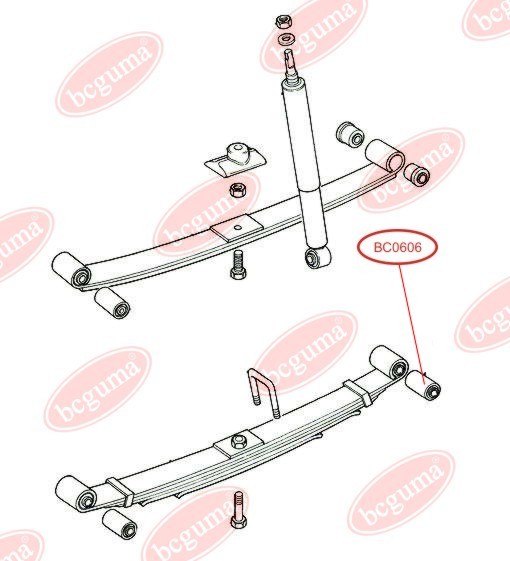BCGUMA - BC0606 - Втулка задня ресори зад. (L67mm) Ford Tranzit -92