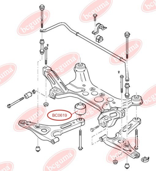 BCGUMA - BC0619 - Сайлентблок зад. важеля перед. Ford Transit 01-