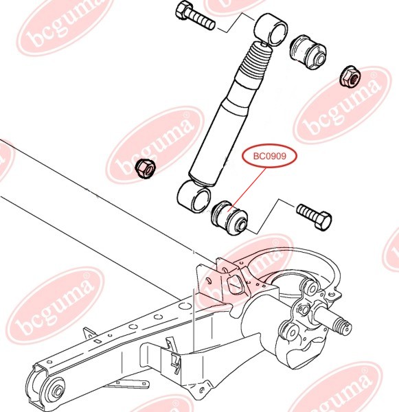 BCGUMA - BC0909 - Втулка задн.амортизатора нижн. Citroen Evasion 94-02, Jumpy 95- /Fiat Scudo 95-06, Ulysse 94-02 /Peugeot 806 94-02, Expert 96-