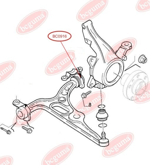 BCGUMA - BC0916 - С/блок (без кроншнейна) перед. важеля зад. п/л Citroen Jumpy 95-/Fiat Scudo/Peugeot Expert 96-