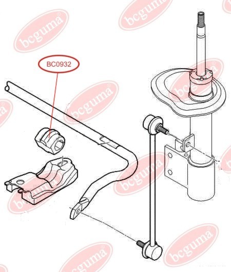 BCGUMA - BC0932 - Ø 23mm Втулка стабілізатора перед. Citroen Berlingo/Partner 08-