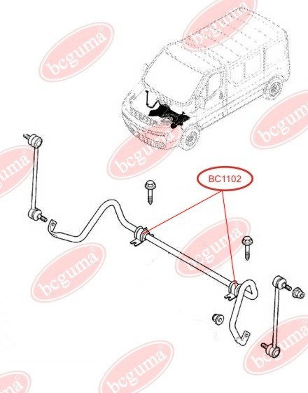 BCGUMA - BC1102 - (Ø 21 mm) Втулка стабiлiзатора перед. Opel Vivaro/Renault Trafic