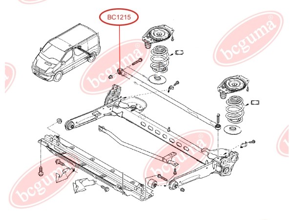 BCGUMA - BC1215 - С/блок прав. поперечної тяги підвіски зад. (тяга панара) Opel Vivaro 1,9-2,5 08.01-