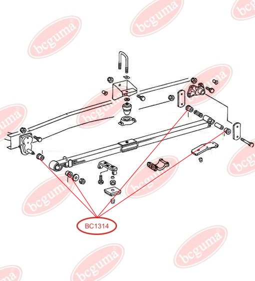 BCGUMA - BC1314 - Втулка ресорна MB 507D,510,609D,709D,711D,809D,811D 30X42/50X45