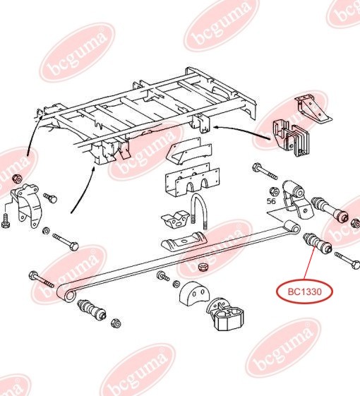 BCGUMA - BC1330 - С/блок ресори зад. DB Sprinter 208, 312