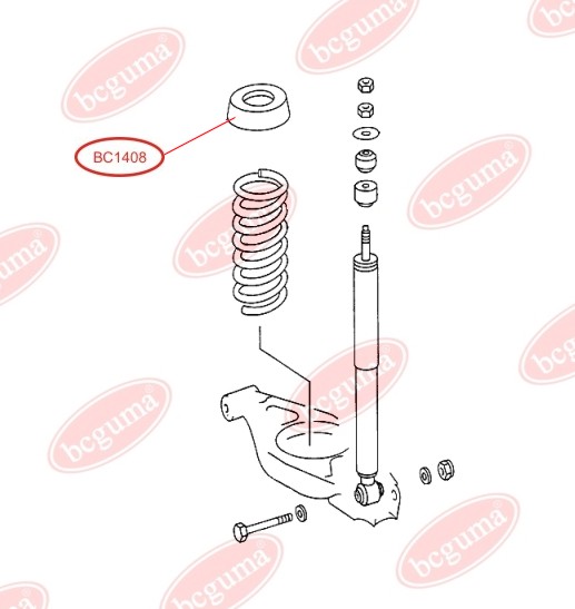 BCGUMA - BC1408 - Пiдставка пiд пружину зад. DB124/201 (4) 23mm