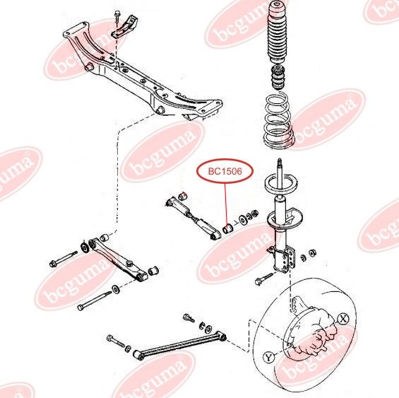 BCGUMA - BC1506 - С/блок задній важеля поперечн. MAZDA 323, 626 85-93