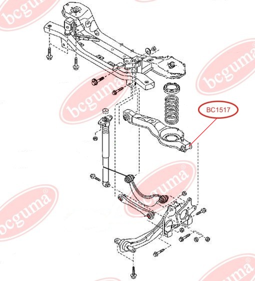 BCGUMA - BC1517 - С/блок зад. ниж.поперечного важеля зовн. Mazda 3/5 1.4-2.0 03/Ford Focus 04-