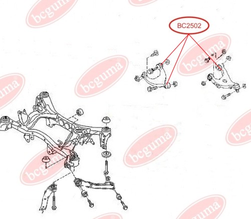 BCGUMA - BC2502 - С/блок зад. внутр./зовн. важеля зад. верх. Subaru Legacy (B12, B14), Tribeca (W10), Impreza (G12, G13, G22, G23), Forester (S12) 03-