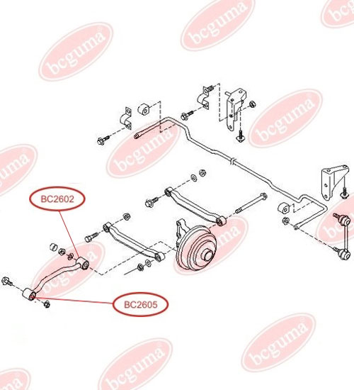 BCGUMA - BC2605 - С/блок повздовж. тяги задн. Nissan Terrano I, Nissan Primera 90-98