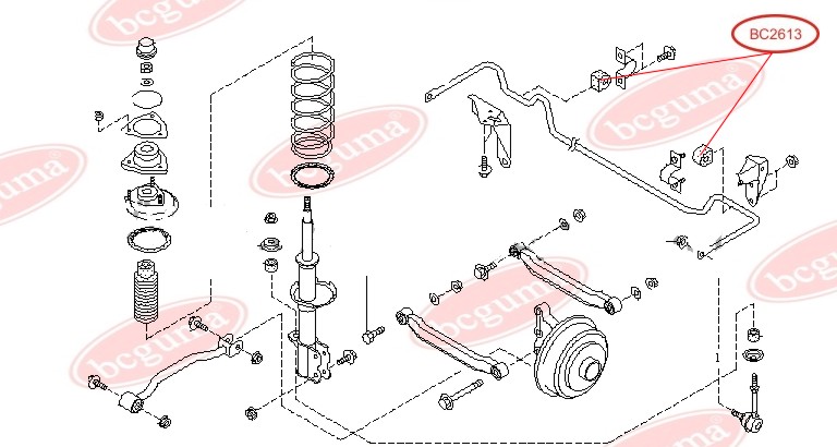 BCGUMA - BC2613 - Втулка стабілізатора зад. (d=14mm) Nissan Sunny N14 2,0D 90-95