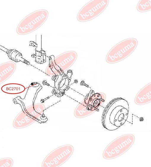 BCGUMA - BC2701 - С/блок перед. важеля заднiй Nissan Micra, Note 03-/Renault Clio III, Modus 04-