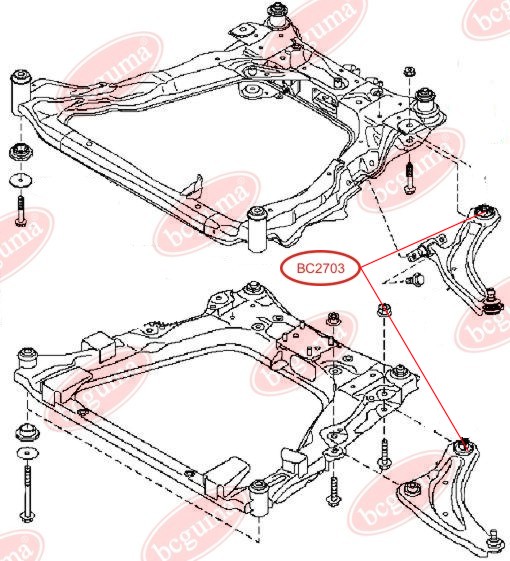 BCGUMA - BC2703 - С/блок зад. важеля перед. Nissan Qashqai, X-Trail 07- Renault Koleos 08-