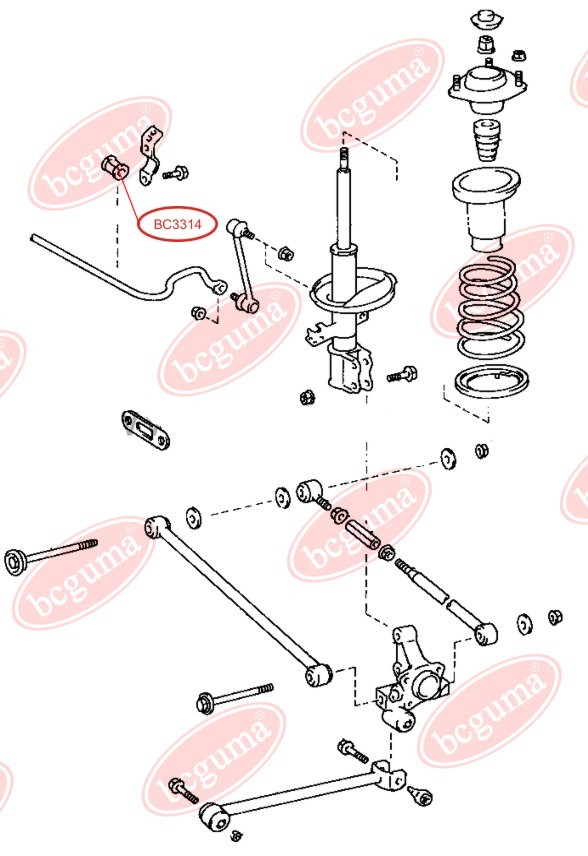 BCGUMA - BC3314 - Втулки стабілізатора зад. Toyota Camry 2.2 91-