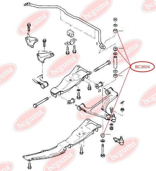 BCGUMA - BC3604 - Втулка стабілізатора перед. Daewoo Lanos/Opel Kadett/Vektra (маленька)